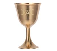 OFFSCH Calice en Laiton Grand Format Pentagramme, Coupe D’offrande Triple Lune en Métal, Gobelet Rituel Bouddhiste pour Cérémonie et Autel, Tasse Décorative Vintage pour Usage Sacré