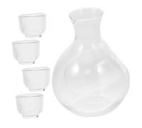 OFFSCH Carafe à Saké Japonaise Verre Cristal avec Petite Bouteille et Petits Verres Décanteur Transparent pour Sake Froid Service Glacé pour Maison et Bar Élégant