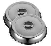 OFFSCH Couvercle De Plat en Acier Inoxydable Rond 24 Cm, Housse De Protection pour Steak, Ustensile Cuisine Résistant, Lot De 2 Pièces, Usage Banquet Et Teppanyaki