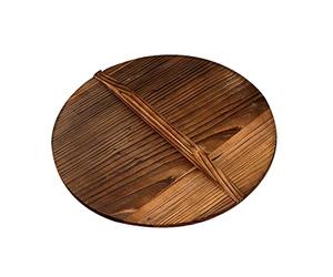 OFFSCH Couvercle De Wok 36 Cm En Bois De Sapin Carbonisé, Étanche Et Robuste, Protection Anti-débordement, Housse Pour Wok Adaptée à La La Cuisine Familiale