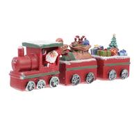 OFFSCH Décoration de Train de Noël en Résine Petit Train Artisanal 3 Sections Ornement de Bureau Festif Décoration de Table pour Garçon et Filles Présent Noël Compact et Décoratif