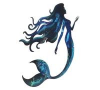 OFFSCH Décoration Murale Sirène en Fer Bleu Shell Natation pour Femmes, Art Mural Extérieur Élégant et Facile à Installer pour Maison et Intérieur