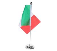 OFFSCH Drapeau Italien de Table Polyester Mini avec Argenté Décoration de Bureau Compacte et Facile à Installer Ornement de Table pour Maison et Restaurant