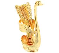 OFFSCH Ensemble Cuillères à Dessert en Métal Doré 4 Pièces Porte-cuillères de Cygne, Cuillères à Gâteau Décoratives pour Pâtisserie et Service de Table Élégant