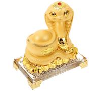 OFFSCH Figurine de Serpent du Zodiaque Chinois en Résine Dorée 125X80X141 MM Décoration Feng Shui Nouvel an 2025 Ornement Amulette pour Maison et Bureau