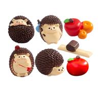 OFFSCH Figurines Hérisson Miniature en Résine pour Décor Jardin Miniature, Lot De 7 Pièces Résistantes Aux Intempéries, Accessoires Micro-paysages Intérieurs Et Extérieurs
