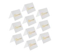 OFFSCH Lot de 10 Chevalets de Table Réservé Double Face avec Impression Dorure à Chaud Panneaux en Carton Rigide Dorés Accessoires Banquet pour Mariage Fête et Restaurant Cartes de