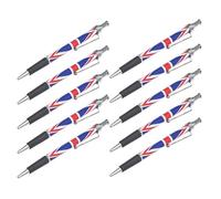 OFFSCH Lot de 10 Stylos à Bille Lisses à Motif Drapeau Britannique, Grip Confortable en Plastique et Métal, pour L'école Signature de Documents