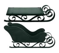 OFFSCH Lot de 2 Décorations de Noël Traîneau et Planche de Ski Vertes Ornements de Table Légers en Plastique pour Bureau et Ambiance Festive de Fin D’Année