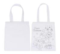 OFFSCH Lot de 2 Paquet Fourre-Tout en Toile DIY à Peindre Grand Format Motif Arbre de Noël N°7 Toile Vierge Paquet Écologique pour Garçon et Filles Activités Manuelles et Bricolage