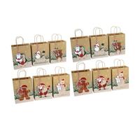 OFFSCH Lot de 24 Paquet Présents en Papier Kraft à Fond Carré Motifs Animaux de Noël 18 X 22 CM Papier Kraft Résistant et Écologique Emballage pour Présents et Fêtes de Noël