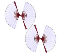 OFFSCH Lot de 4 éventails pliants à Main, éventails en Soie et Bambou, Vierges et à Peindre des Deux côtés, légers, pour la fête des mères et Cadeaux d’invités, Blancs