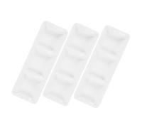 OFFSCH Lot de 4 Petits Bols à Sauce en Céramique Blanche 6 Pouces Rectangulaires à 3 Compartiments, Plat à Condiments pour Apéritif, Assiette à Trempette Cuisine, Fêtes et Réutilisable