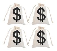 OFFSCH Lot de 4 Pochettes à Cordon en Coton 16x22 Cm, Paquet à Cordon Beige Thème Pirate, Pochettes de Rangement Polyvalentes pour Bijoux, Argenté Liquide et Petits Objets Lors de