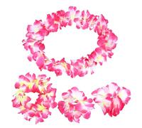 OFFSCH Lot de 4 Set de Set de Pièces Bandeaux à Couronne de Fleurs en Soie Artificielle Hawaïenne, Fait Main, Taille Ajustée pour Adultes et Garçon et Filles, pour Fêtes Costumées