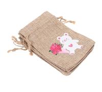 OFFSCH Lot de 6 Paquet Présents en Toile de Jute 10X14 CM Mini Sachets à Cordon Réutilisables pour Friandises et Petits Présents Décoration Saint-Valentin et Fêtes