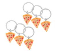 OFFSCH Lot de 6 Porte-Clés Pizza Imitation Nourriture en Résine et Alliage Accessoires Fast-Food Colorés Porte-Clés Sympas pour Fête Pizza Présents Originaux et Pendentifs Miniatures