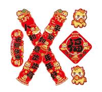OFFSCH Lot de 6 set de Couplets Autocollants Nouvel An Chinois 2026 en Papier Rouge Résistant aux Intempéries Panneaux de Porte de Bénédiction Thème Cheval Décorations Murales pour