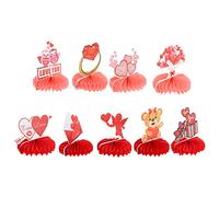 OFFSCH Lot De 9 Décorations De Fête en Nid Dabeille en Papier en Forme De Cœur pour La Saint-Valentin pour La Maison Le Centre Commercial