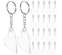 OFFSCH Lot de 90 Porte-clés Cœur en Acrylique Transparent, Facile à Nettoyer et Personnalisable, pour Création de Bijoux et Usage Personnel