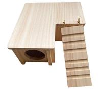 OFFSCH Maison de Cachette en Bois Beige pour L'entraînement des Animaux de Compagnie Échelle et Cabane, Favorise Le Nid et L'instinct de Mastication pour Hamster et Rat