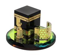 OFFSCH Miniature Kaaba Ronde en Cristal, Ensemble Souvenir de Voyage | Décoration Polyvalente, Jeux de Lumière et Ombre, pour Table ou Véhicule, Style Artistique Unique