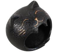 OFFSCH Noire Cendrier Humoristique Chat Grosse Capacité, en Céramique | Forme Chat, Design Créatif Élégant, Usage Patio et Fêtes, Décoration Discrète, Cendrier Décoratif