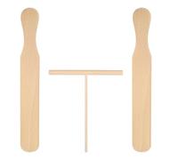 OFFSCH Outils à Crêpes Spatule à Crêpes En Bois Moyen Bois De Hêtre Ensemble 3 Pièces Comprenant 2 Spatules Et 1 Racloir Ustensiles Cuisine Maison Et Restaurant