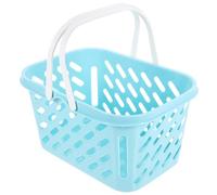 OFFSCH Panier de Rangement en Plastique Bleu Nordique, Petit Panier avec Anse Pliable, Bac de Stockage Domestique Multifonction pour Bureau, la Cuisine et Organisation Quotidienne -