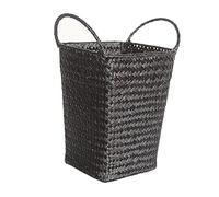 OFFSCH Panier de Rangement en Rotin Noir, Panier Tressé à 2 Anses, Format 12x12x16cm, Design Portable pour Chambre et Bar