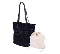 OFFSCH Paquet Bandoulière en Dentelle Élégante Paquet Brodé Polyvalent Noir Coton et Polyester Fermeture Magnétique pour Filles pour Courses Style Délicat