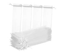 OFFSCH Paquet En Organza à Cordon Blancs 100 Pièces, Paquet De Présents De Mariage Légers Et Pliables, Pochettes De Rangement En Filet Pour Bracelets Et Éventails, Emballages Pour Fêtes Et Événements