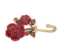 OFFSCH Patère Murale Fleurie Rouge en Métal, Crochet Rose Vintage Décoratif | Montage Mural, Relief 3d en Alliage de Zinc, Installation Rapide, Quincaillerie Incluse