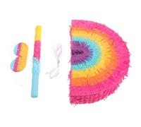 OFFSCH Piñata Arc-en-Ciel 3D Colorée pour Fête D’Anniversaire Jeu Mexicain avec Bandeau et Batte Décoration Bohème Suspendue pour Taco Tuesday et Célébrations Festives