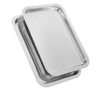 OFFSCH Plateau plat en acier inoxydable 2 pièces 12.20X8.27X0.63 pouces bords surélevés élégant et pratique pour station de tatouage et usage domestique