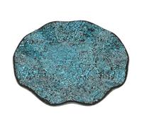 OFFSCH Plateau Rond Miroir Mosaïque en Verre Craquelé 11, 6 Pouces Bleu