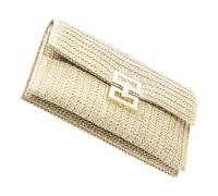 OFFSCH Pochette Tissée Beige en Polyester, Fermoir Sécurisé, Style Rustique | Légère à Porter, Assortie Nombreuses Tenues, pour Smartphones et Maquillage, Demoiselles D'honneur