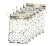 OFFSCH Pochettes à Bijoux en Organza Transparent Motif Étoiles et Lune 100 Pcs 10x15 Cm Paquet Présents Mini Filet Cordon de Serrage Occasions Mariage Fête Noël Présents Gourmands
