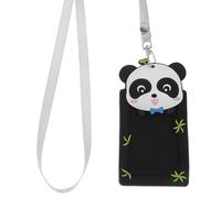 OFFSCH Porte-carte D'identité Mignon en Pvc Souple, Petit Format, Étanche Lanière Tour de Cou Pratique, Porte-badge Panda Cartoon pour Transport Scolaire et Professionnel