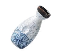 OFFSCH Pot à Saké Émaillé Japonerie 300ml en Céramique Bleue Motif Seigaiha Service Saké Traditionnel pour Maison Et Restaurant