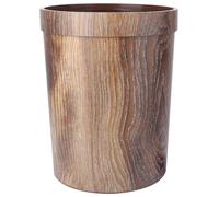 OFFSCH Poubelle Décorative Intérieure Effet Bois Grainé Corbeille Ronde PP Résistante pour Salon Chambre et Cuisine Maintien Sécurisé Du et Design Rétro Élégant