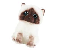 OFFSCH Poupée en Peluche Chat Siamois Réaliste 26 Cm, Doux pour Garçon et Filles, Décoration Maison Chaleureuse, Peluche Animal Câlin Adaptée aux Garçons et Filles