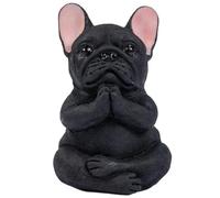OFFSCH Sculpture Chien Yoga en Résine pour Jardin Et Intérieur, Statue Méditative Française Assise Noire, Décoration Extérieure Zen Et Paisible, Ornement De Pelouse Décoratif