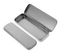 OFFSCH Trousse Enfant en Fer-Blanc Argentée, Lot de 2 Boîtes Scolaires Rectangulaires Fenêtre Visuelle pour Fournitures Scolaires et Porte-Stylo Simple
