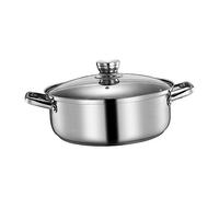 OFFSCH Ustensile De Cuisine À Induction 26 Cm À Fond Unique Avec Couvercle Pour Marmite Shabu À Deux Saveurs En Acier De Qualité Alimentaire