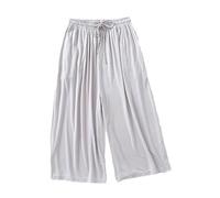 OFFSUM Bas De Pyjama Femme - Printemps Été Mince Maison Pantalon De Sommeil Coton Vêtements De Nuit Femmes Vêtements De Nuit Plus La Taille Lâche Casual Loungewear Confortable Simple,Blanc,XL