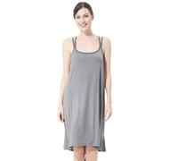 OFFSUM Chemise De Nuit pour Femme - Mode Plus La Taille Col Rond Vêtements De Nuit Sexy Bretelles Spaghetti sans Manches Chemise De Nuit Homewear Peignoir Lingerie D'Été Gris 7XL