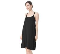 OFFSUM Chemise De Nuit sans Manches pour Femme - Chemise De Nuit Sexy À Bretelles Spaghetti Dos Nu Décontractée Mi-Longue Couleur Unie Printemps-Été Grande Taille Lingerie Noir 7XL