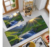 OFFSUM Ensemble De Deux Tapis De Cuisine Antidérapants Cascade De Montagne Lot De 2 Tapis De Cuisine Antidérapants pour Entrée Couloir Bureau Ou Maison. 43X75Cm+43X150Cm