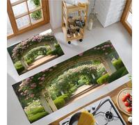 OFFSUM Ensemble De Tapis De Cuisine 2 Pièces Arche Rose Lot De 2 Tapis De Cuisine Lavables Et Antidérapants Décoration pour L'Entrée La Chambre Ou Le Bureau. 43X75Cm+43X120Cm